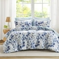 thumbnail image 1 of Regency Heights 9-Piece Queen Size Seersucker Comforter Set with Sheets, Texture Botanical Print Bed in A Bag, Blue Bedding Set with Comforter, Flat Sheet, Fitted Sheet with Side Pocket, 1 of 8