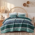thumbnail image 1 of Regency Heights Boho Floral 3 Piece Quilt Set, Lightweight Reversible Patchwork Quilt Bedding Set with Pillowcases, Soft Breathable Bedspread for All Season, Green, Full/Queen, 1 of 7