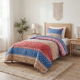 thumbnail image 1 of Regency Heights Boho Floral 2 Piece Quilt Set, Lightweight Reversible Patchwork Quilt Bedding Set with Pillowcases, Soft Breathable Bedspread for All Season, Red, Twin, 1 of 7