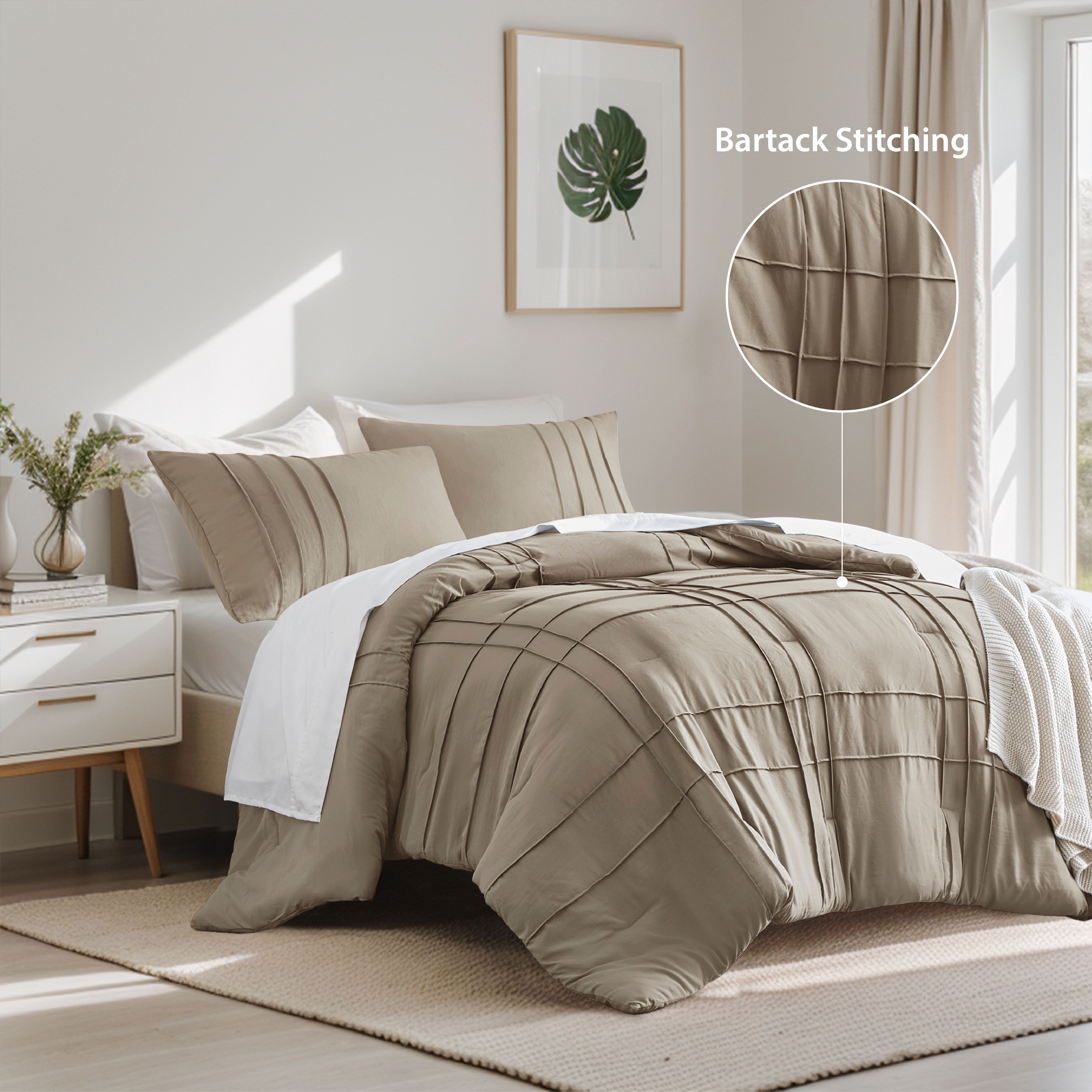 Regency Heights Queen Comforter Set, Boho 3-Piece Pintuck