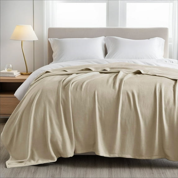 Regency Heights Cozy Bamboo Cotton Blanket, Lightweight Blanket for Sofa Couch, All Season Breathable Bed Blanket for Hot Sleepers with Diamond Jacquard, King, Khaki