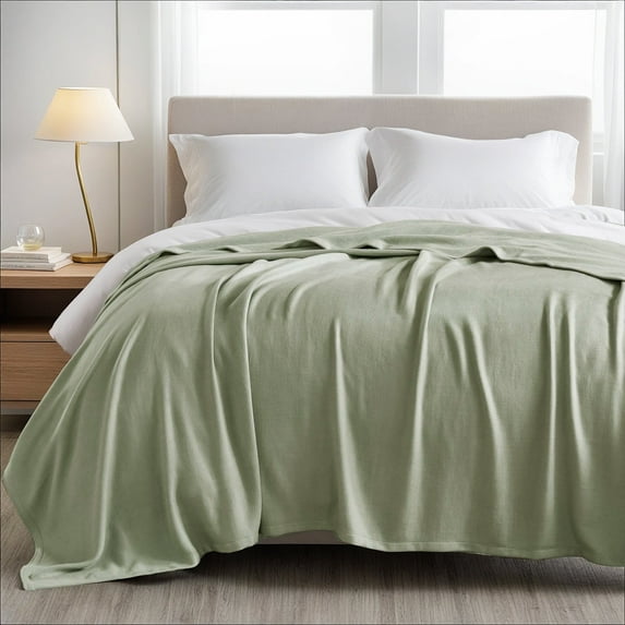 Regency Heights Cozy Bamboo Cotton Blanket, Lightweight Blanket for Sofa Couch, All Season Breathable Bed Blanket for Hot Sleepers with Diamond Jacquard, King, Sage Green