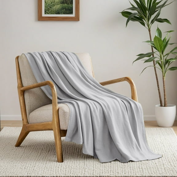 Regency Heights Cozy Bamboo Cotton Blanket, Lightweight Blanket for Sofa Couch, All Season Breathable Bed Blanket for Hot Sleepers with Diamond Jacquard, Twin, Grey