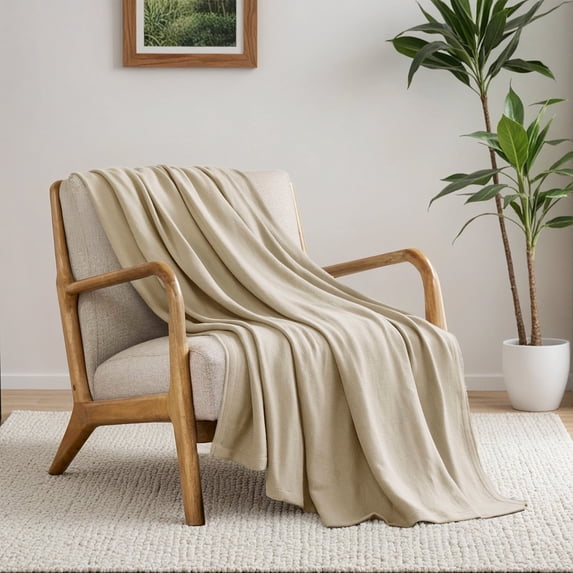 Regency Heights Cozy Bamboo Cotton Blanket, Lightweight Blanket for Sofa Couch, All Season Breathable Bed Blanket for Hot Sleepers with Diamond Jacquard, Twin, Khaki
