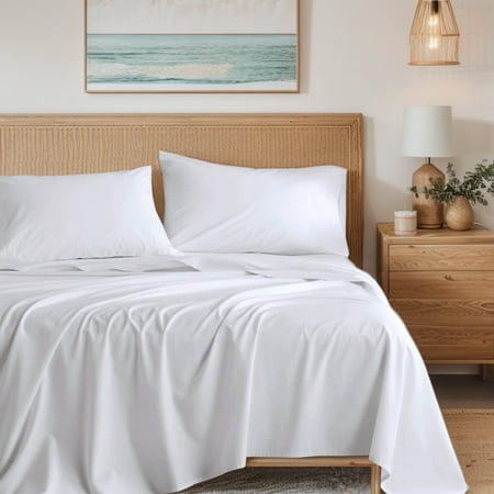 Regency Heights Cotton 144TC Twin 100% Cotton Solid Sheet Set in White