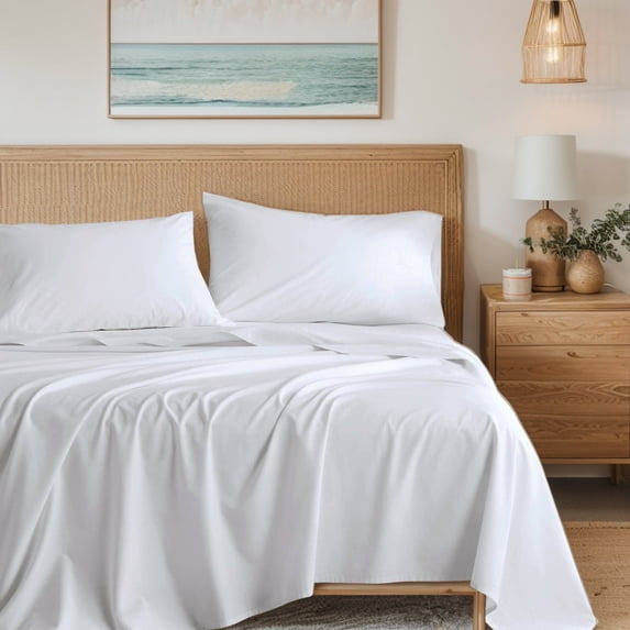 Regency Heights Cotton 144TC Twin 100% Cotton Solid Sheet Set in White
