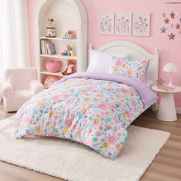 Regency Heights Floral Comforter Set, Soft Microfiber Flower Bedding Set, 2 Pieces with Comforter and Pillowcase, Twin/Twin XL