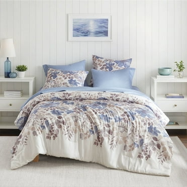 Regency Heights Full Comforter Set with Sheets, Soft Brushed Bed in A Bag with Diamond Printed Bed Sheet Set, 7 Piece Bedding Sets with Flat Sheet and Fitted Sheet, Blue