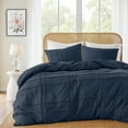 thumbnail image 1 of Regency Heights Full Duvet Cover Set, Soft Washed Pleated Duvet Cover Full, 3-Piece Bedding Set with Pillow Shams, Navy, 1 of 11