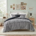 thumbnail image 1 of Regency Heights Full/Queen Comforter Set 5 Pieces, Black Plaid Ruched Design with Decorative Pillows, Soft Microfiber Bedding Sets for All Seasons, 1 of 8