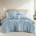 thumbnail image 1 of Regency Heights Full/Queen Comforter Set Blue, 4 Pieces Pucker Woven Comforters Full/Queen Size, Solid Bedding Comforters Sets, 1 of 8