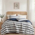 thumbnail image 1 of Regency Heights Full/Queen Comforter Set, Striped Texture Bedding Comforter Sets, 3 Pieces Tonal Stripes Woven Comforter with Pillow Sham, Blue, 1 of 11