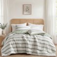 thumbnail image 1 of Regency Heights Full/Queen Comforter Set, Striped Texture Bedding Comforter Sets, 3 Pieces Tonal Stripes Woven Comforter with Pillow Sham, Sage Green, 1 of 11