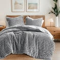thumbnail image 1 of Regency Heights Full/Queen Fluffy Ribbed Plush Comforter Set 3-Piece Bedding Set Gray, 1 of 9