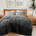 thumbnail image 1 of Regency Heights Full/Queen Fluffy Ribbed Plush Comforter Set 3-Piece Bedding Set Grey Ombre, 1 of 9