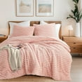 thumbnail image 1 of Regency Heights Full/Queen Fluffy Ribbed Plush Comforter Set 3-Piece Bedding Set Pink, 1 of 9