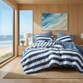 thumbnail image 1 of Regency Heights Essential Full/Queen Size Comforter Sets, 3-Piece Bedding Set Full/Queen, Reversible Striped Comforter Bed Set, Navy, 1 of 7