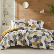 Regency Heights Full/Queen Size Comforter Set, Yellow Bedding Set for All Seasons, 3-Piece Round Geometric Print Bedding Comforter Set