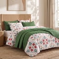 thumbnail image 1 of Regency Heights Full/Queen Comforter Set with Quilt Coverlet, 6-Piece Bed in a Bag Holiday Green Floral Bedding Set with Quilted Bedspread and Shams, Layered Bedding Bundle for All Season, 1 of 11