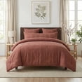 thumbnail image 1 of Regency Heights Full/Queen Size Comforter Set – Clay Striped Woven Bedding, 4-Piece Bed set with Body Pillow Sham, Machine Washable for All Seasons, 1 of 9