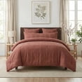 thumbnail image 1 of Regency Heights Full/Queen Size Comforter Set – Clay Striped Woven Bedding, 4-Piece Bed set with Body Pillow Sham, Machine Washable for All Seasons, 1 of 9