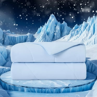 Regency Heights Full/Queen Size Cooling Comforter, Cooling Blanket for Hot Sleepers, Silky Smooth Summer Comforter, Ice Blue