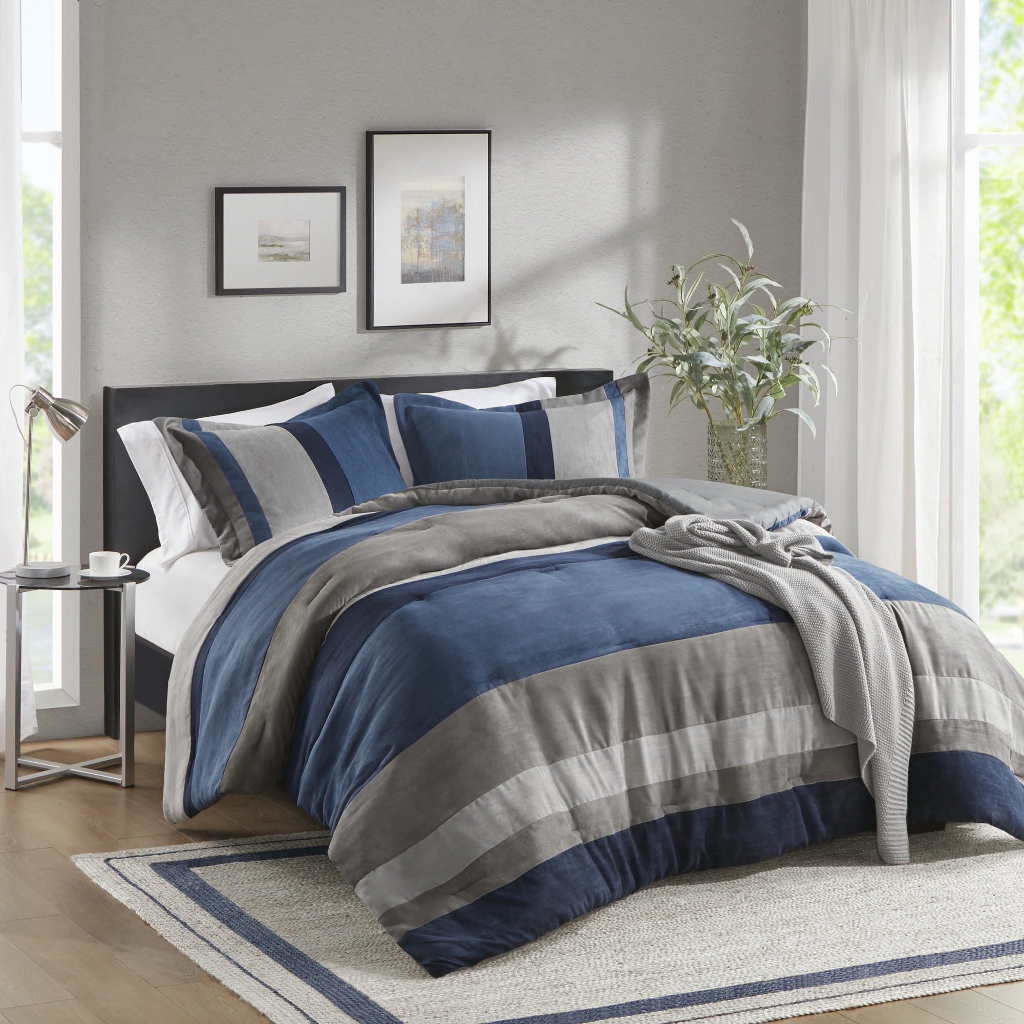 Regency Heights Full/Queen Stripe Pieced Faux Suede Comforter Set 3
