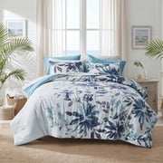 Regency Heights Full Size Comforter Set with Sheets, 9-Piece Floral Textured Print Bed in a Bag Full, Blue Bedding Comforter Set with Bed Sheets and Side Pocket