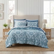 Regency Heights Full Size Comforter Sets, 9-Piece Bed in a Bag Full, Blue Bedding Comforter Set with Comforter, Flat Sheet, Fitted Sheet with Side Pockets