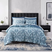 Regency Heights Full Size Comforter Sets, 9-Piece Bed in a Bag Full, Blue Bedding Comforter Set with Comforter, Flat Sheet, Fitted Sheet with Side Pockets