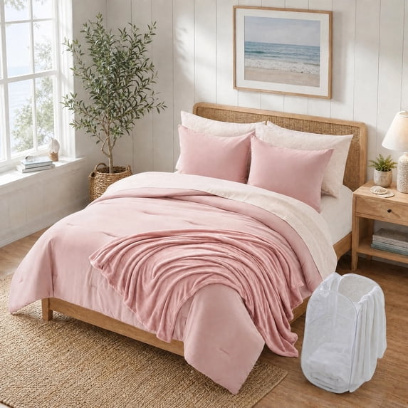 Regency Heights Full Size Comforter Sets, Pink Bed in a Bag Full, 11-Piece Bedding Comforter Set with Bath Towels, Laundry Basket