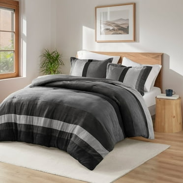 Regency Heights King/Cal King Comforter Set Black, 3 Pieces Faux Suede Comforters King/Cal King Size, Pieced Bedding Comforters Sets, Cozy Comforter Bed Set, Machine Washable