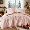 thumbnail image 1 of Regency Heights King/Cal King Comforter Set Pink, 3 Pieces Quilted Ruffle Comforters King/Cal King Size, Solid Bedding Comforters Sets, Gift for Women, 1 of 9