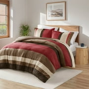 Regency Heights King/Cal King Comforter Set Red, 3 Pieces Faux Suede Comforters King/Cal King Size, Pieced Bedding Comforters Sets, Cozy Comforter Bed Set, Machine Washable