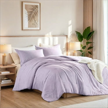 Regency Heights King/Cal King Comforter Sets, Reversible 3 Piece Extra Soft Bedding Set, Chambray Print Purple Comforter Bed Set with Pillow Shams