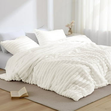 Regency Heights King/Cal King Size Comforter Set, Fluffy Ribbed Plush Comforter Set, 3-Piece Bedding Set, Ivory