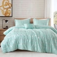 thumbnail image 1 of Regency Heights King/Cal King Size Comforter Set, 4-Piece Bedding Set for All Seasons, Geometric Metallic Bed Set with Decor Pillows,Aqua/Silver, 1 of 7