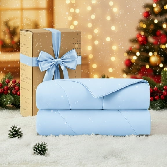 Regency Heights King Cooling Comforter, Silky Soft Lightweight All-Season Blanket, Ice Blue