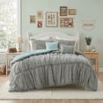 thumbnail image 1 of Regency Heights King Comforter Set 5 Pieces, Green Plaid Ruched Design with Decorative Pillows, Soft Microfiber Bedding Sets for All Seasons, 1 of 8