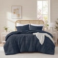 thumbnail image 1 of Regency Heights King Comforter Set, Boho 3-Piece Pintuck Stitching Bedding Set, Soft Washed Pleated Bed Sets with Pillow Sham Navy, 1 of 10