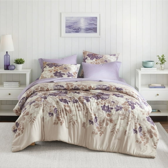 Regency Heights King Comforter Set with Sheets, Soft Brushed Bed in A Bag with Diamond Printed Bed Sheet Set, 7 Piece Bedding Sets with Flat Sheet and Fitted Sheet, Taupe