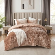 Regency Heights King Cozy Velvet Comforter Sets, Luxury 3-Piece All-Season Bedding, Bed Set with Shams Mocha Mousse