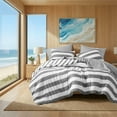 thumbnail image 1 of Heights King Size Comforter Sets, 3-Piece Bedding Set King, Reversible Striped Comforter Bed Set, Charcoal, 1 of 7