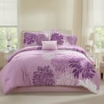 thumbnail image 1 of Regency Heights King Size Comforter Set, 5-Piece Floral Bedding Set for All Season, Purple Comforter Set King with Bed Skirt, 1 of 10