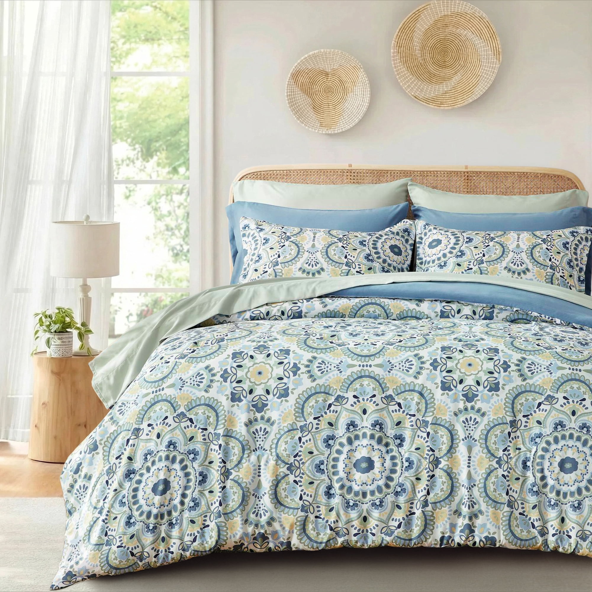 Regency Heights King Size Comforter Set, 9-Piece Bed in a Bag King, Green Bedding Comforter Set with Comforter, Flat Sheets, Fitted Sheets with Side Pockets