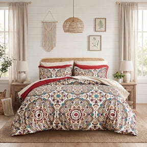 Regency Heights King Size Comforter Set, 9-Piece Bed in a Bag King, Red Bedding Comforter Set with Comforter, Flat Sheets, Fitted Sheets with Side Pockets