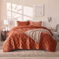 thumbnail image 1 of Regency Heights Velvet Quilt Set, 3-Piece Quilted Coverlet Bedding Set with Matching Shams, Soft All Season Bedspread, King, Burnt Orange, 1 of 9