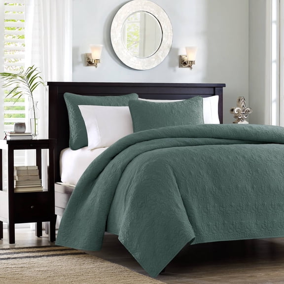 Madison Park Quebec Full/Queen 3 Piece Reversible Quilt Set - Balsam Green