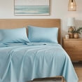 thumbnail image 1 of Regency Heights Queen 4-Piece 144TC Solid Cotton Sheet Set Light Blue, 1 of 10