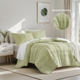 thumbnail image 1 of Regency Heights Queen Comforter Set, Boho 3-Piece Pintuck Stitching Bedding Set, Soft Washed Pleated Bed Sets with Pillow Sham Sage Green, 1 of 10